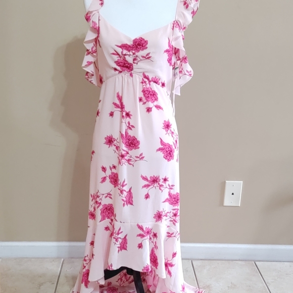 CeCe Pink Floral High Low Dress - Picture 3 of 5